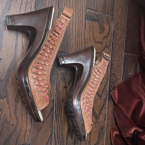 Jambu 'Sonya' Genuine Leather Slingback Open Toe Sandal - Brown/Pink - 7 - Picture 4 of 9